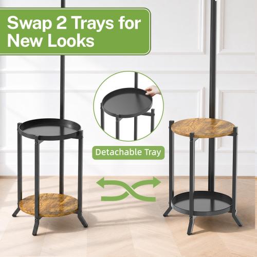 iDavosic.ly Hanging Plant Stand Indoor, 2 Tier, 60 In Tall, Black & Brown