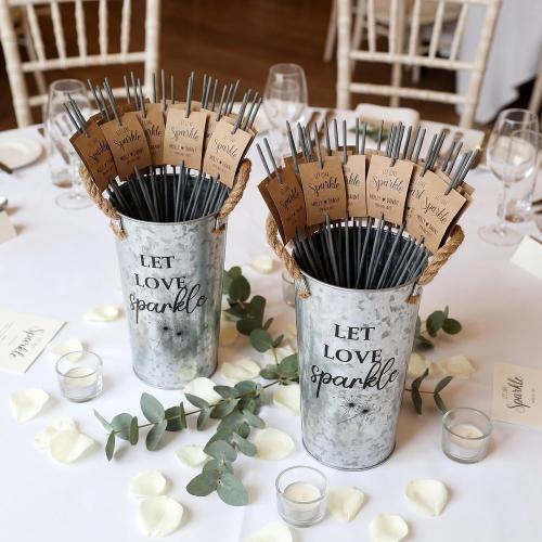 2 Wedding Sparklers Buckets, Classic Style, Silvery Gray, 9.8 Inches