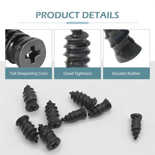 60 PCS Tire Repair Rubber Nail, Vacuum Tire Repair Kits Spiral Rubber Screws, Fast Self-Service Tool for Car, Truck, Motorcycle, Tractor Tire Puncture Repair (Black)