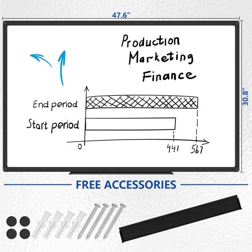 XBoard Magnetic Whiteboard 48 x 31 Inches, Dry Erase Board with Black Aluminum Frame