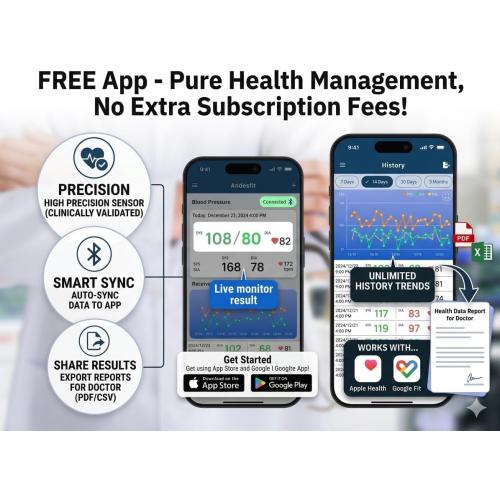 Upper Arm Blood Pressure Monitor for Home Use 17 Large & 21 XL Extra Large Cuff Big arm, Free APP Bluetooth Sync Apple Health Track Google Fit, Large Display Smart BP Machine for Seniors