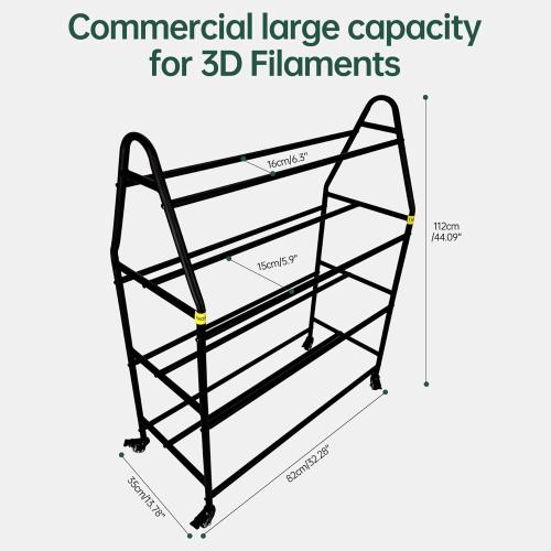 Storage Rack, Rolling 3D Printer Spool Holder stand, Heavy Duty Metal Shelf for ABS/PLA/TPU/Nylon, 3D Printing Accessories for Studio Office Workshop (Store 90PCS Filament Storage Rack)