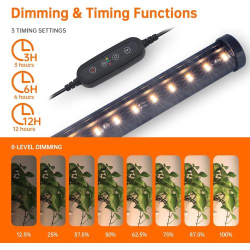 Bstrip Standing Grow Light for Indoor Plants, Vertical Grow Light with 3 Light Modes, Wide Illumination and Dimmable, T10 Full Spectrum Floor Grow Lights, 16in-65in Adjustable Height & Auto Timer