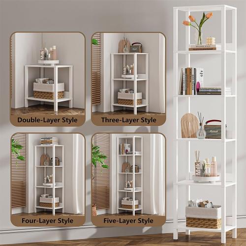 VIMBER 6 Tier Bookshelf with Anti-Fall Baffle, Tall 64.79 Bookcase with DIY Shelves, Industrial Book Shelf Storage Organizer, Display Free Standing Shelf Unit for Bedroom, Living Room, Office, White