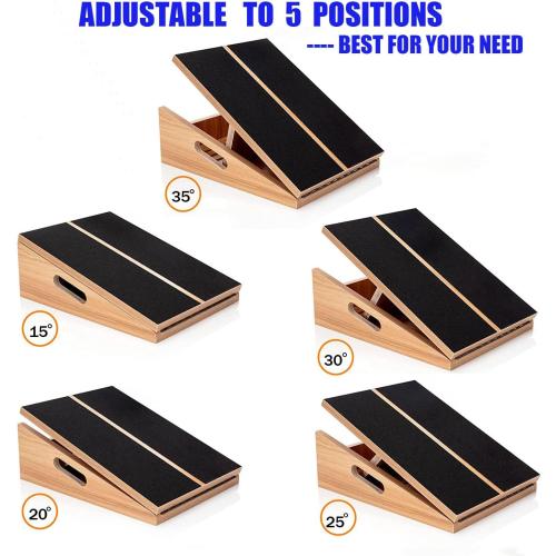 Slant Board for Calf Stretching Squats Calf Stretcher Incline Stretch Adjustable Wooden Wedge Footrest Professional for Knees Ankle Heel Feet Leg