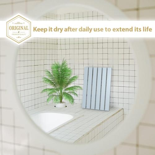 Bamboo Wooden Bath Floor Mat for Luxury Shower - Non-Slip Bathroom Waterproof Carpet for Indoor or Outdoor Use (Bluish Grey)