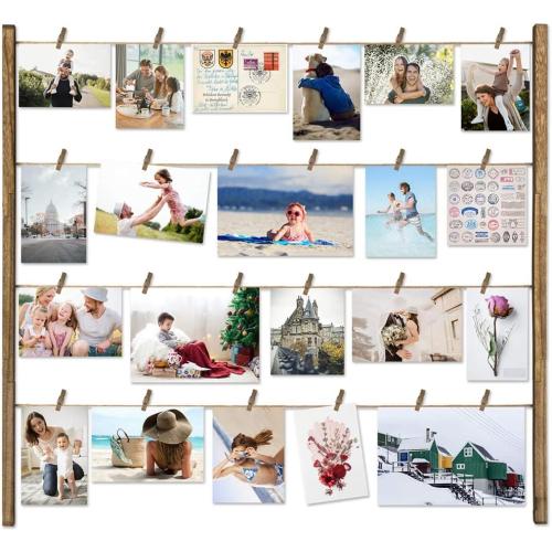 Mini Clothes Pins, 260 PCS Small Wooden Clothes Pin with Jute Twine, Clothespins, Clothes Pins for Photos Crafts DIY Project