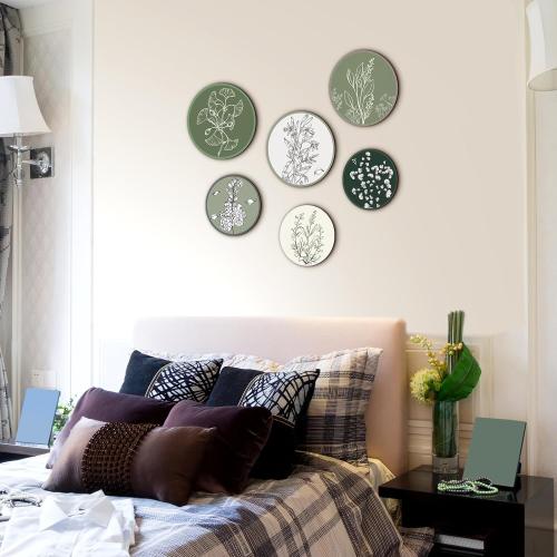 Barydat 6 Pcs Boho Wooden Plant Wall Art Decor,Greenery,8 Inch, 10 Inch | Farmhouse Rustic Bohemian Wall Hanging Vintage Home Decor for Bedroom Living Room Entryway Apartment Farmhouse Interior