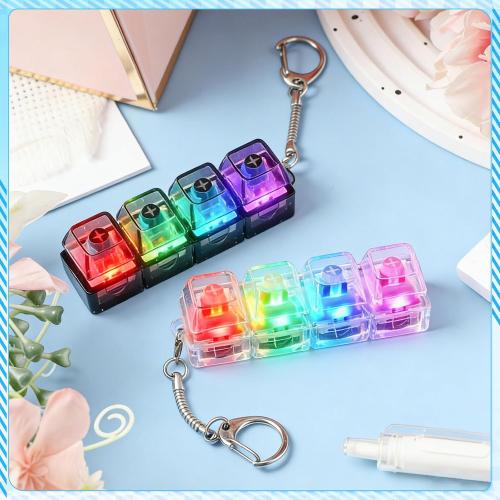 Halloscume 2 Pcs Clicky and Silent Keyboard Fidget Toy LED Clear Colors