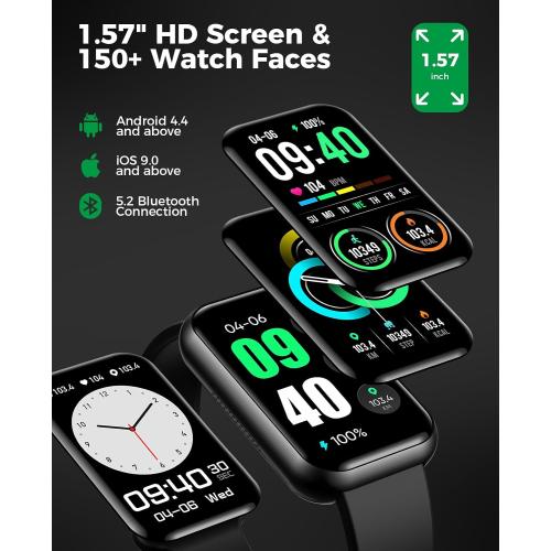 Smart Watch Fitness Tracker, Bluetooth Call, Health Monitor for Men Women | 114 Sport Modes, 24/7 Heart Rate Monitor, Blood Pressure/Spo2/ Sleep Tracker, IP67 Water-resistant, Calorie Step Counter