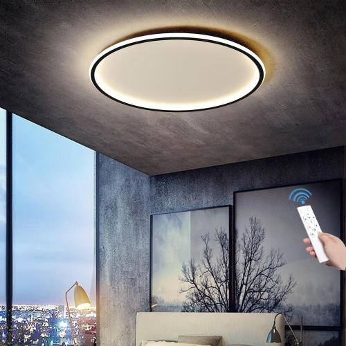 AOMEI 20-inch Round 3CCT Adjustable Ceiling Light - 50W 3000K/4000K/6000K Full Spectrum Flush Mount for Nursery & Wardrobe (Black)