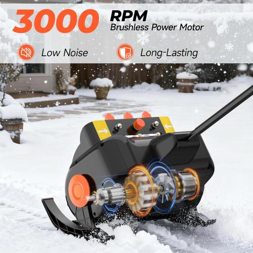 16 Cordless Snow Shovel, 3000mAh Battery Snow Blower, Lightweight Power Snow Thrower for Driveways & Sidewalks, Winter Snow Removal with Charger & 2 * 21V Batteries