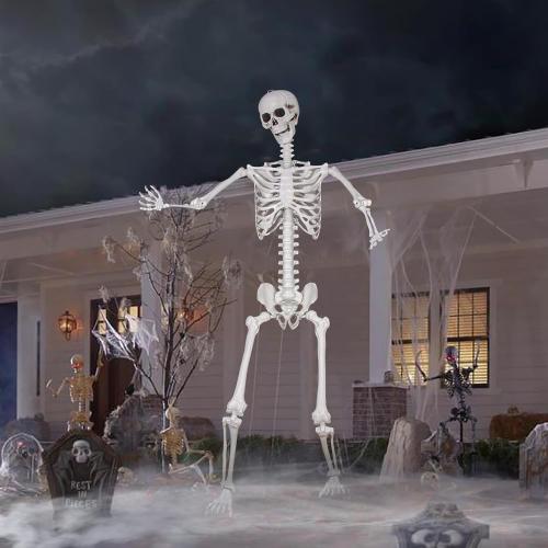 7.9ft Halloween Giant Skeleton, Tall Outdoor Skeleton with Full Body Posable Joints, Scary Plastic Large Skeleton for Halloween Haunted House Spooky Scene Decorations