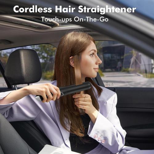SUNMAY Cordless Hair Straightener, 0.85 Inch Titanium Portable Hair Straightener for Travel, Cordless Mini Flat Iron Hair Straighteners and Curlers 2 in 1, Dual Voltage, On-The-Go & 20S Fast Heat Up