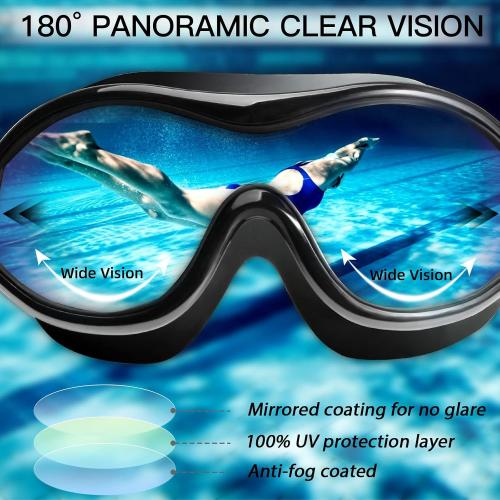 Swim Goggles No Leaking Anti-Fog Pool Goggles Swimming Goggles for Adult Men Women Youth, UV Protection 180° Clear Vision
