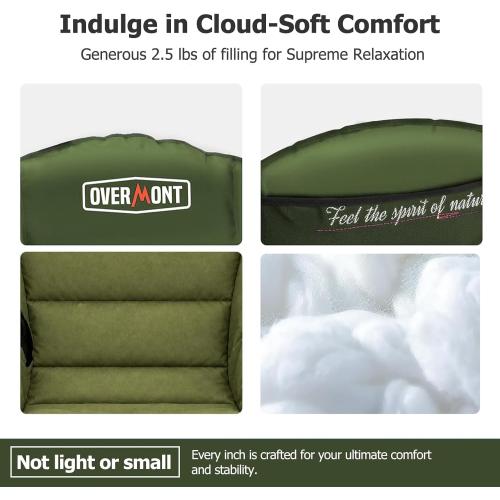 Overmont Gentle Heated Oversized Camping Chair for Adults - 3 Levels Seat & Back Separately Control - 500lbs Support Heavy Duty Padded Folding Chair Outdoor Garden Portable - Battery NOT Included
