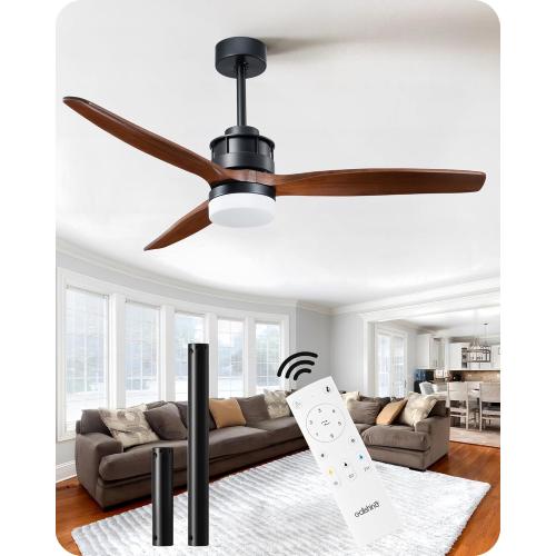 EDISHINE 52 Ceiling Fans with Lights and Remote, 3 CCT Dimmable Lighting & Ceiling Fans, 6 Speeds Reversible DC Motor Modern Indoor/Outdoor Ceiling Fan with Wooden Blades for Living Room Patio Porch - broken glass or lamp