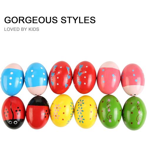 12Pcs Wooden Egg Shakers Hand Musical Maracas Percussion Instruments