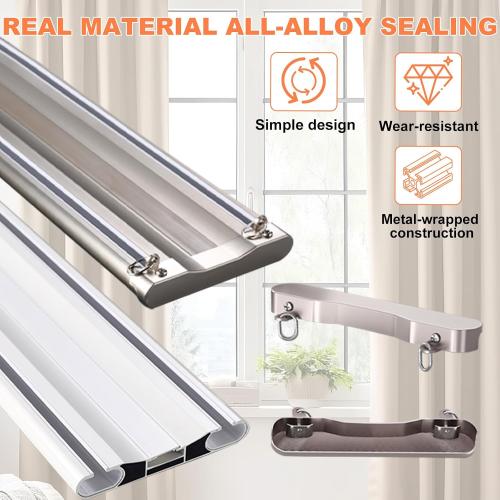 Double Curtain Track Ceiling Mount, 9.2ft (2.8m) Heavy Duty White Aluminum Alloy Curtain Rail with Nano Rollers, Blackout Drop Ceiling Track for Bedroom Window Hotel (White)