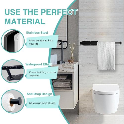 Paper Towel Holder, Self Adhesive or Drilling Paper Towel Holder Under Cabinet, Stainless Steel Black Paper Towel Holders Wall Mount for Kitchen, Bathroom, Sink, Pantry, Fridge