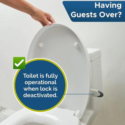 Baby Toilet Lock by Wappa Baby - 9L x 4W - Ideal Baby Proof Toilet Lid Lock - No Tools Needed Easy Installation with 3M Adhesive - Top Safety Toilet Seat Lock - Fits Most Toilets - White (1 Pack)