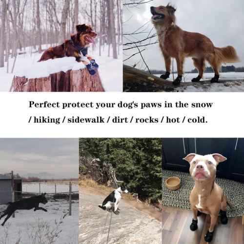 XSY&G Dog Boots,Waterproof Dog Shoes,Dog Booties with Reflective Rugged Anti-Slip Sole and Skid-Proof,Outdoor Dog Shoes for Medium to Large Dogs 4Pcs-Size4