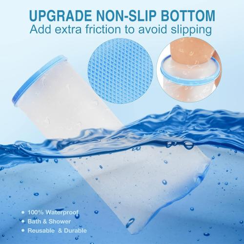 Waterproof Extra Wide Leg Cast Cover for Shower Adults, Extra Large Half Leg Shower Cover with Non-Slip Bottom, Watertight Foot Protector for Plus Size Adults Surgery Shower Boot