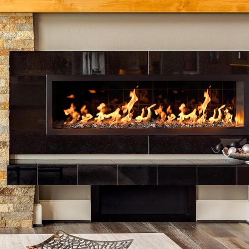 35 lbs Black Fire Glass for Propane Fire Pit, 1/2 Inch Fire Pit Glass Rocks for Gas Fireplace, Reflective Glass Rocks for Fire Pit Table