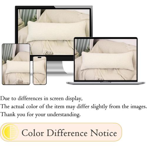 Faux Fur Wool Lumbar Pillow Cover 14 x 36 inch, Sherpa Long Pillow Cover Beige Luxurious Soft Couch Cover Case Home Decor for Sofa Bed Living Room, ONLY 1 Cover