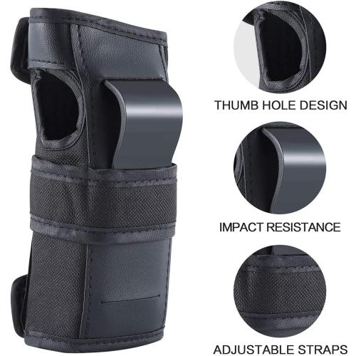 Adult Knee Pads Elbow Pads Wrist Guards for Adult Kids 6 in 1 Protective Gear Set for Skateboarding Biking Roller Skating Cycling Outdoor Sports Black L