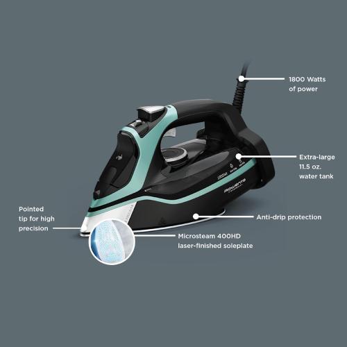 Rowenta Steam Force Stainless Steel Soleplate Steam Iron for Clothes, 400 Microsteam Holes, 1800 Watts, Ironing, Fabric Steamer, Garment Steamer, Digital Display, Precision Tip, DW9440