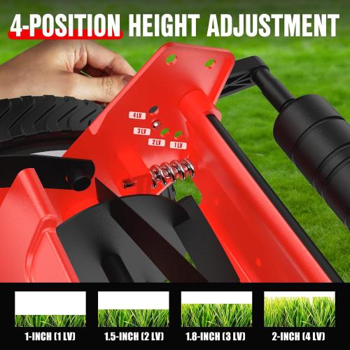 EWORK Push Reel Lawn Mower 23 with 5-Blade Cutting System for Lawn Care | 4 Adjustable Cutting Heights, Sponge-Wrapped Handle, Tool-Less Assembly, Low Noise, Lightweight Reel Mowers for Garden, Yard
