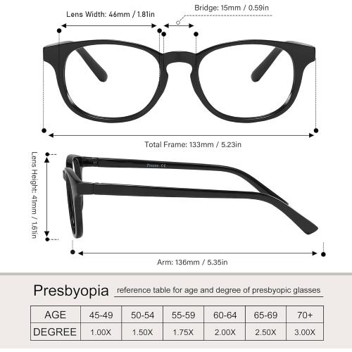 Przene Reading Glasses for Men Women Blue Light Blocking Readers Spring Hinges Lightweight Style Pack