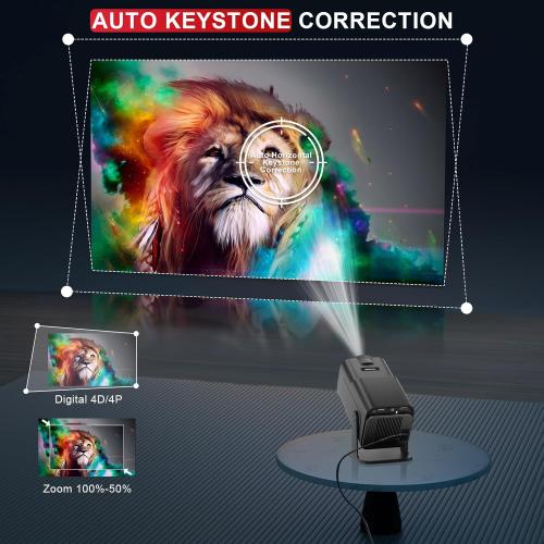 Mini Projector WiFi Bluetooth 5.4,Ultra HD Native 1080, Compatible with Netflix, 4K | Built-in Authentic Apps, Auto Keystone, 180° Adjustable Stand, Portable Proyector for Home/Outdoor Movie/Gaming