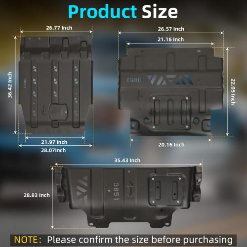 Upgraded Ford F150 Full Skid Plate Kit Fits 2015-2022 Ford F150 4WD Entire Series 2.7L EcoBoost, 3.3L, 3.5L EcoBoost, 5.0L V8 EcoBoost, with Engine Front, Drivetrain Centerand and Rear Axle Protection
