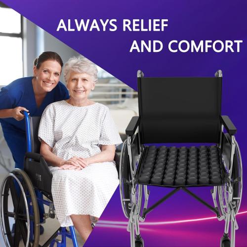 SUNFICON Air Cushion Inflatable Chair Air Seat Cushion Car Portable Breathable Comfort Cushion Office Wheelchair Pad Orthopedics Pain Pressure Relief Cushion Camping Seat Mat 18 x 16 x1 in Black
