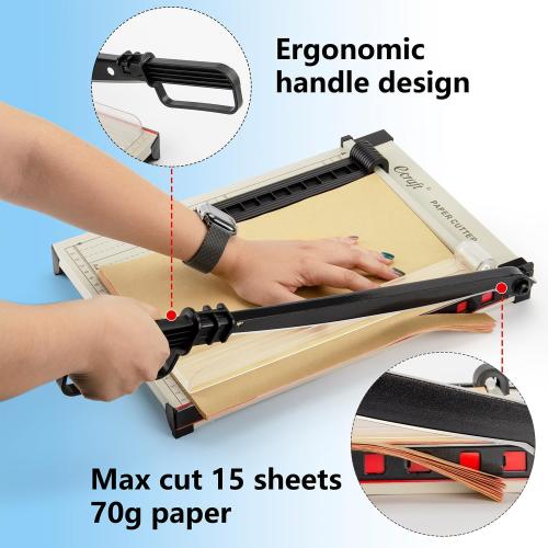 Ecraft 12 Guillotine Paper Cutter：Paper Trimmer Accurate Cutting with Safety Guard,15 Sheets Capacity,Magnetic Guide,Heavy Duty Metal Base, Perfect for Cardstock,Cardboard,Vinyl,Crafts & Photos