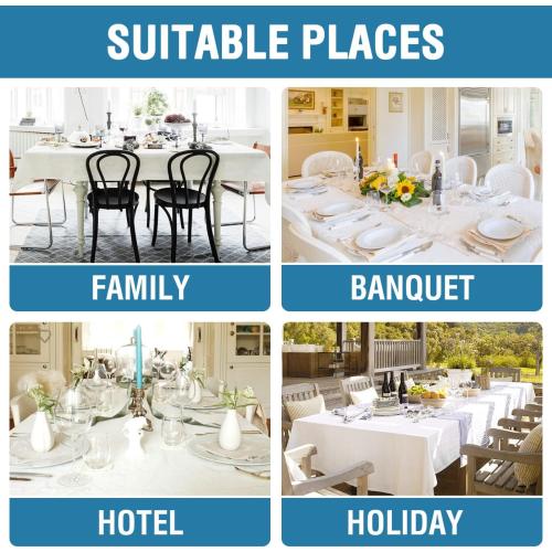 H.VERSAILTEX Linen Textured Tablecloth 60 x 102 Waterproof Decorative Table Cloth Spill-Proof Linen Look Cover for Party Table Extra Soft and Thick Fabric Wrinkle Free, Heather Ivory