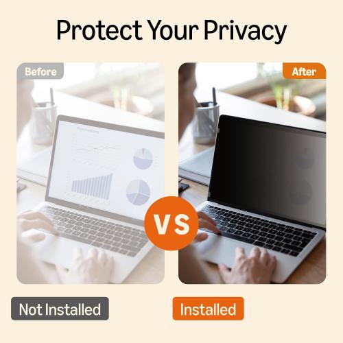 Amazon Basics Privacy Screen Filter-14 Inch 16:9 for Widescreen Laptop, Anti-Spy, High Clarity, UV Protection, Eye Protection, Anti Glare & Blue Light Filter, Anti-Scratch (14 16:9, 12.2x6.87)