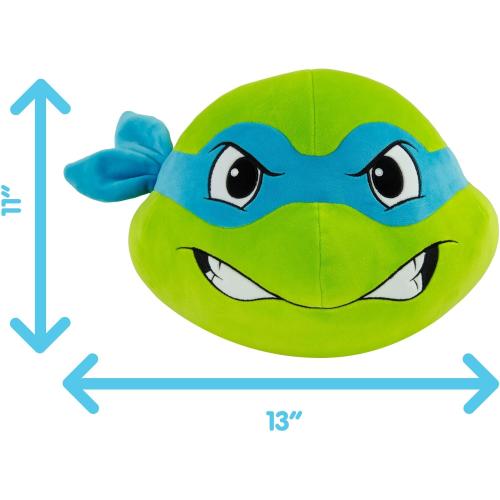 Club Mocchi Mocchi- Teenage Mutant Ninja Turtles Plush - Leonardo Head Plushie - Squishy TMNT Toys - Plush Collectible TMNT Figures - Soft Plush Toys and TMNT Room Decor - 15 Inch