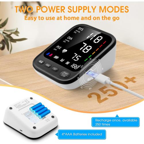 Blood Pressure Machine, Automatic Upper Arm Blood Pressure Monitor with 2x199 Readout, 4.5 Inch Backlit Large Screen Adjustable Large Cuff 9 to 17 Inches - Arrhythmia and Home Hypertension Detector