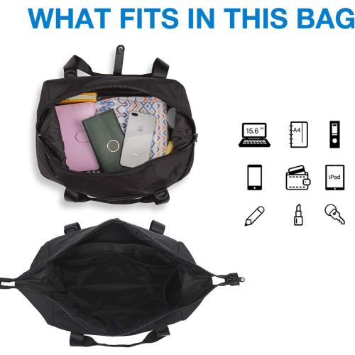 BAGSMART Gym Bag for Women, Carry on Weekender Overnight Bag, Travel Duffel Bags with Trolley Sleeve, Personal Item Travel Bag Tote Bag Workout Dance Bag(Black,Medium)