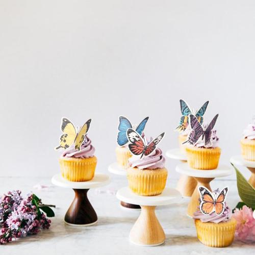 60 Pack Edible 3D Butterfly Cupcake Toppers Cute Realistic 3D Butterfly Cupcake Picks for Butterfly Theme Baby Shower Bridal Shower Boys Girls Birthday Cake Decorations Style 1