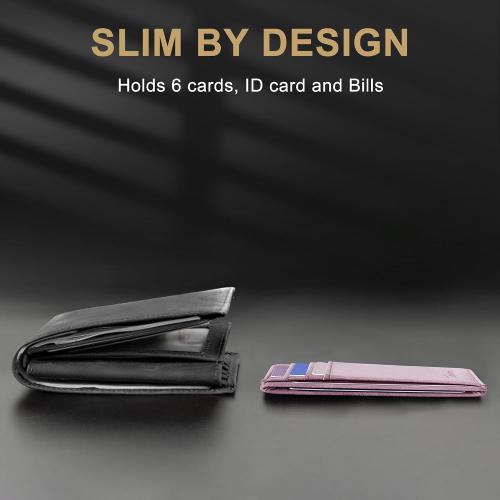 Travelambo Slim Wallet Front Pocket Minimalist Leather RFID Blocking Medium Size