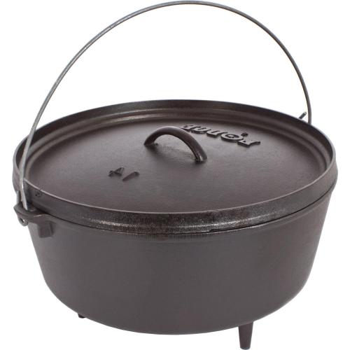 Lodge 10 Quart Pre-Seasoned Cast Iron Camp Dutch Oven with Lid - Dual Handles - Use in the Oven, on the Stove, on the Grill or over the Campfire - Black