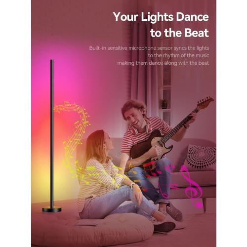 Smart RGBICW LED Corner Floor Lamp - 16 Million DIY Colors, 68  Scenes, Music Sync, App & Remote Control, Color-Changing Ambient Lighting for Living Rooms, Bedrooms, and Gaming Rooms