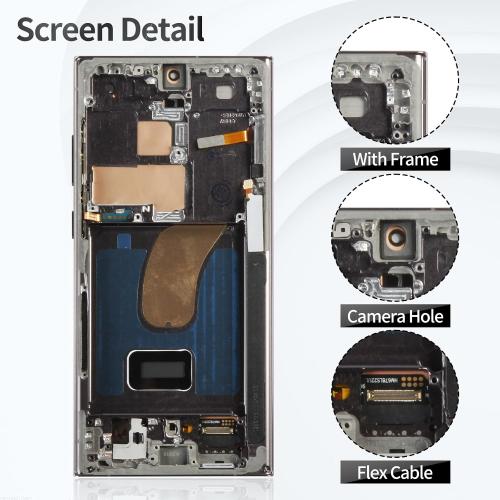 OLED for Samsung S23 Ultra 5g Screen Replacement for Samsung Galaxy S23 Ultra LCD for Samsung S23 Ultra 5g Display Touch Digitizer Screen Assembly Replacement with Frame Black (US Version)