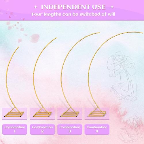 Metal Open Arch Backdrop Stand,Set of 2 Gold Curved Arch Backdrop Stand Half Moon Wedding Arches for Ceremony,Birthday,Anniversary,Baby Shower,Floral Stand,Ramadan Decoration (6.7FT & 5.8FT)
