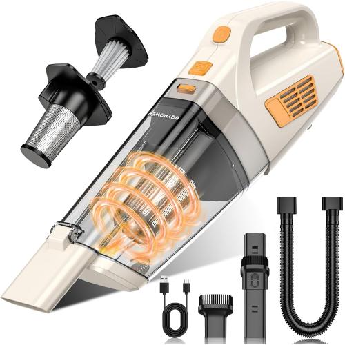BQYPOWER Handheld Vacuum Cordless, 16000PA Strong Suction Hand Held Vacuum Dust Busters Cordless Rechargeable with Multiple Accessories, Portable Car Vacuum Cleaner High Power for Car Home Office