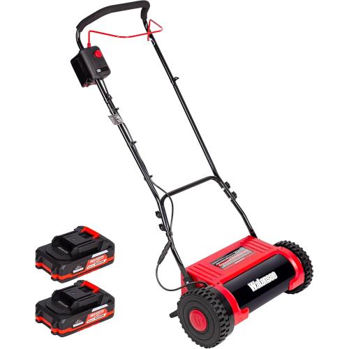 Walensee 16 Cordless Electric Reel Lawn Mower, Battery Powered Push Mower with 2×36Wh Batteries, 380W Motor 22500RPM, Precision Reel Lawn Mower for Small Yard, Garden & Golf Green